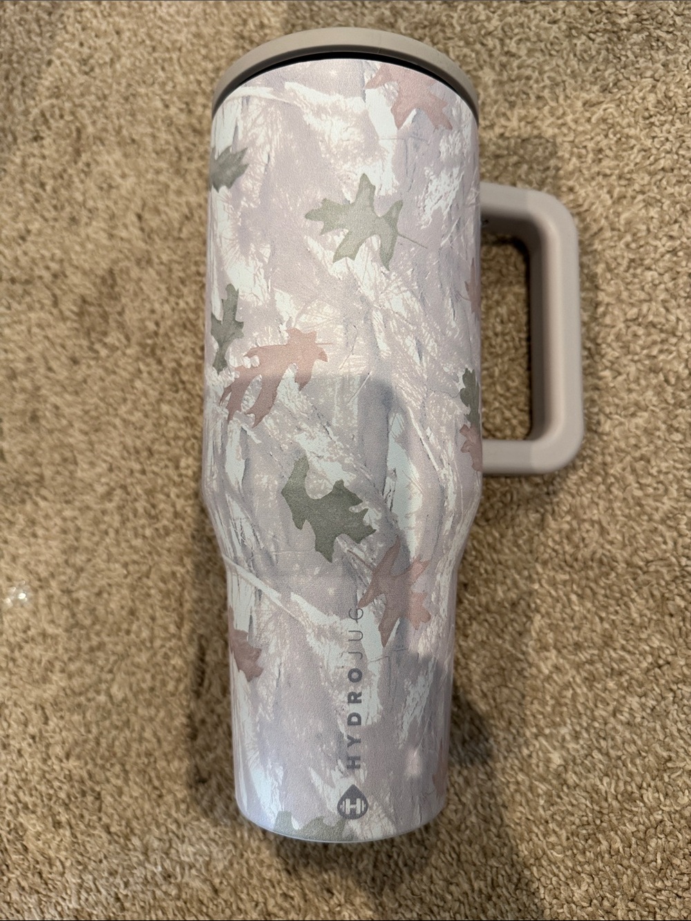 HydroJug 40 oz tan Camo Insulated Travel Mug with Handle